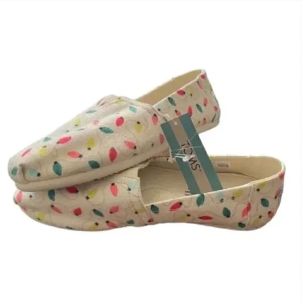 Toms Christmas Lights‎ Alpargatas Shoes 6 Cream White